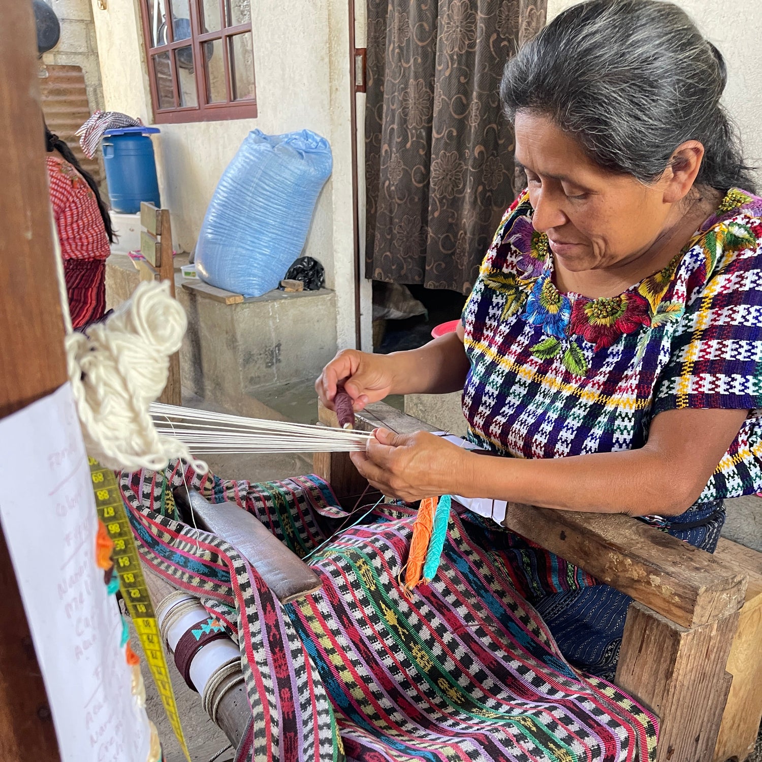 Woman working with fabric