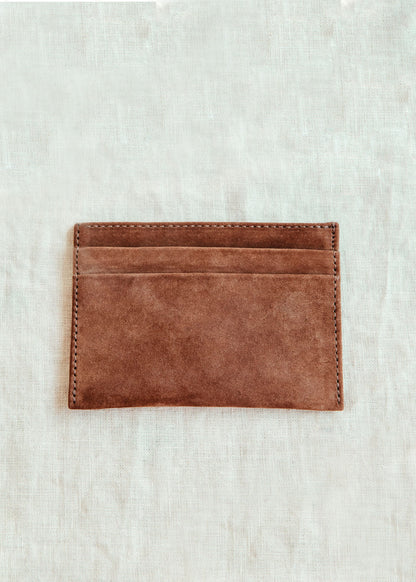 inside view of brown nubeck leather wallet